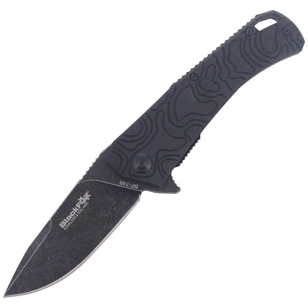 Fox Knives Echo 1 Folding Pocket Knife Black Idroglider Stone Wash Coating