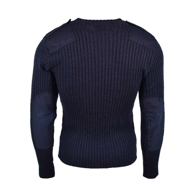 Original British Army Navy Blue Sweater Commando Jumper Pullover Round Neck Wool