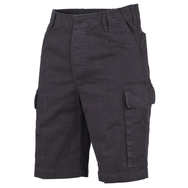 MFH Brand tysk militär stil shorts svart Bermuda robust ripstop bomull ny