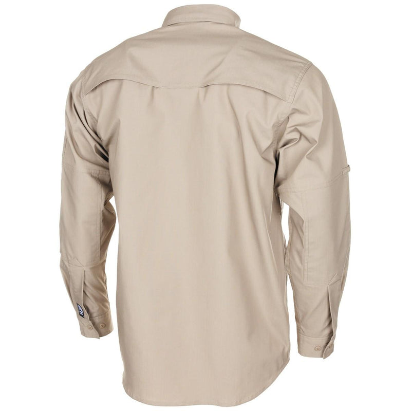 MFH Brand Military Style Shirts Khaki Tactical RipStop Lightweight Teflon Coated