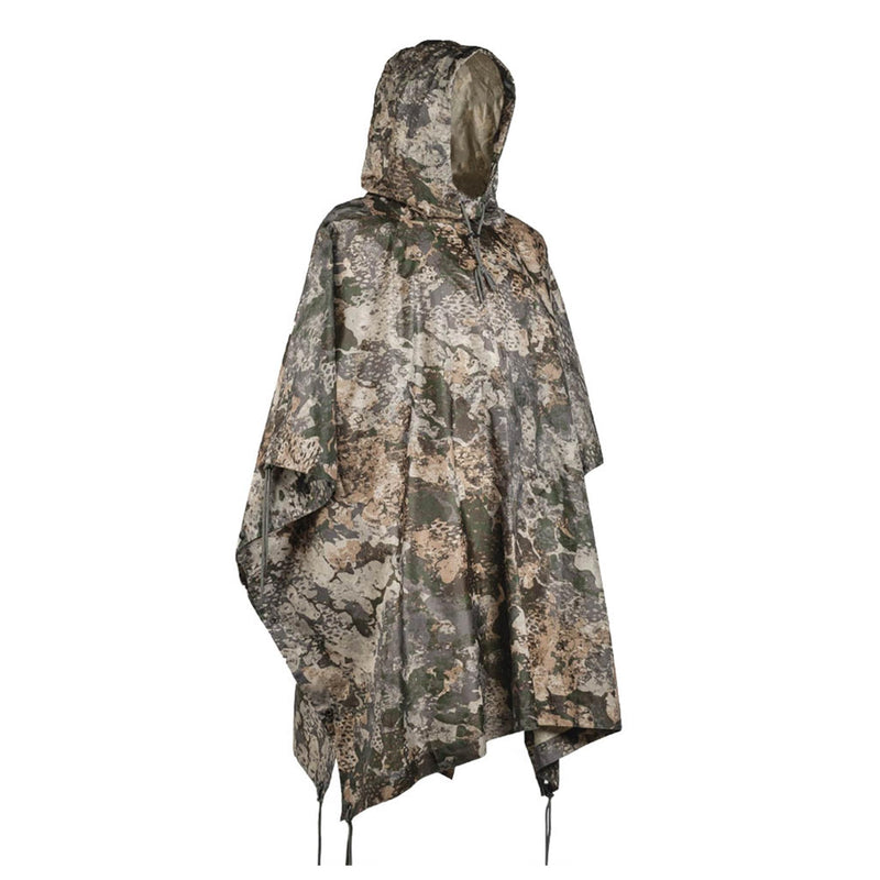 MIL-TEC PONCHO CAMOUFLAGE PVC belagd vattentät huva ripstop Lätt tält