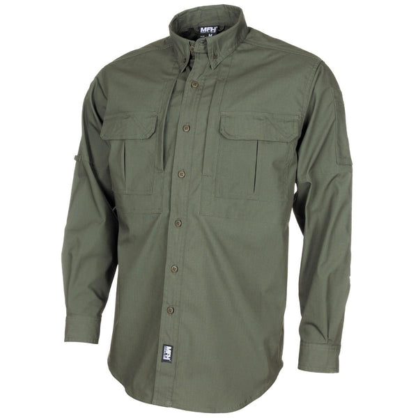 MFH Brand Army Style Tactical Shirts Teflon Coated RipStop Lightweight Olive BDU