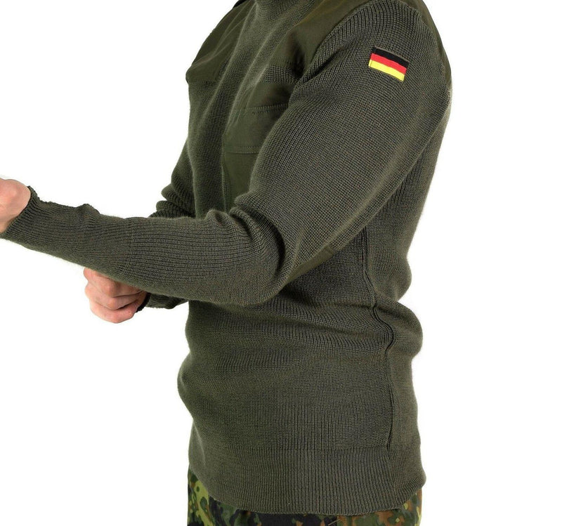 Äkta tyska arméns pullover commando jumper grön oliv tröja ull ny