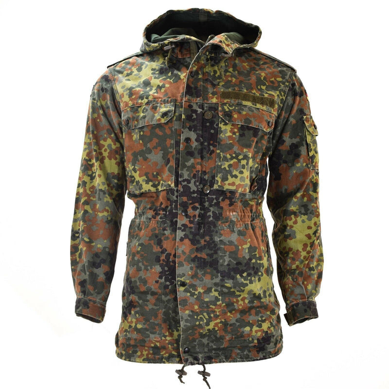 Original German Army Field Jacket Parka Militärutgåva Hooded Flecktarn Combat