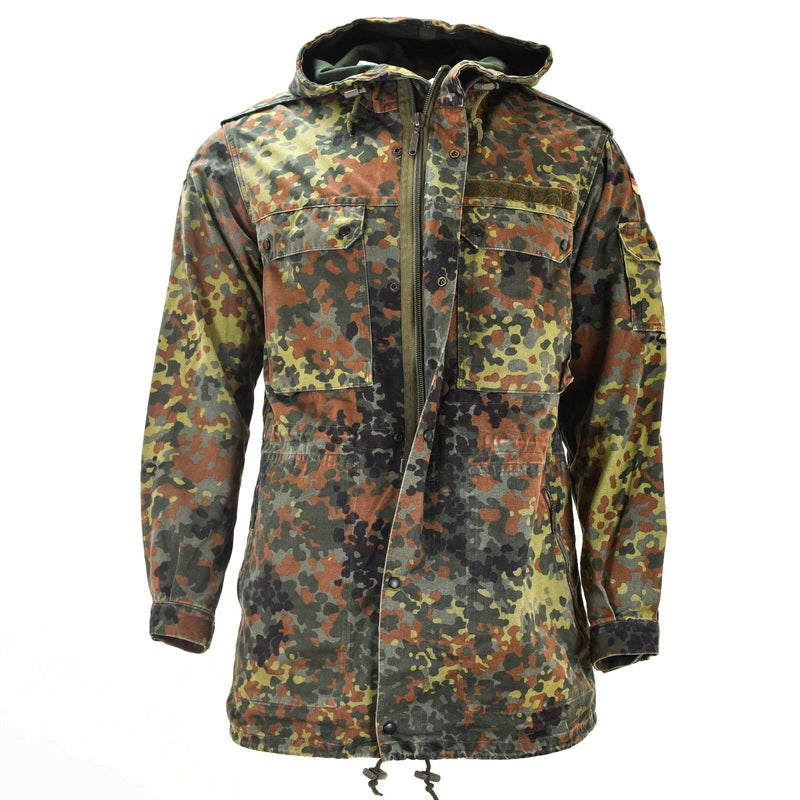 Original German Army Field Jacket Parka Militärutgåva Hooded Flecktarn Combat