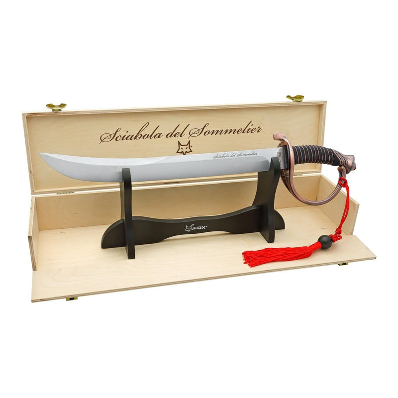 Foxknives Sommeliers Saber Champagne Sabrage Sword Wood Display Case