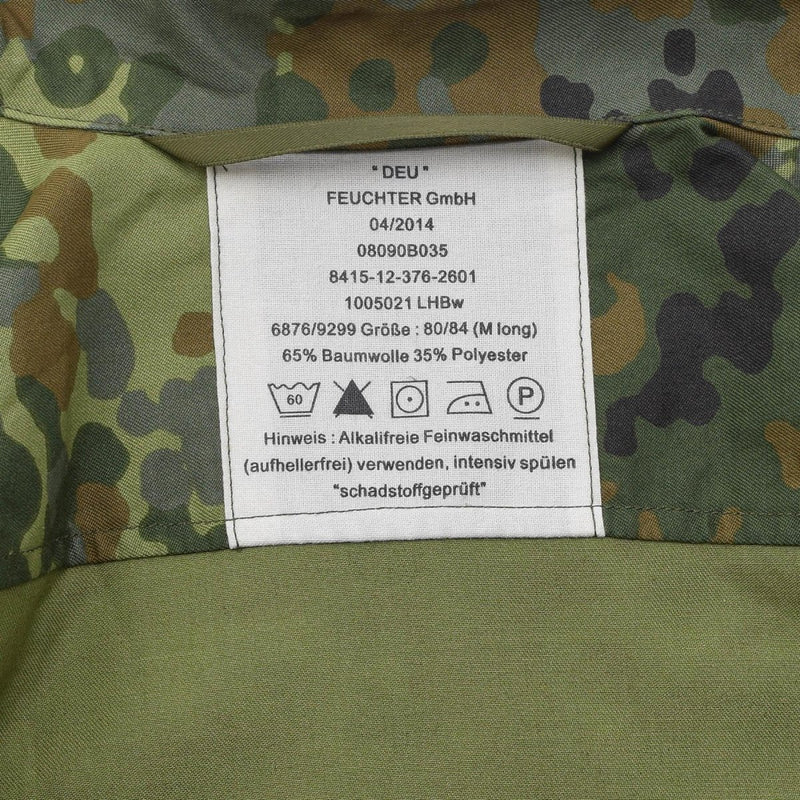 Äkta tyska militära fältskjorta kvinnor snap -knappfästning Flecktarn Camo