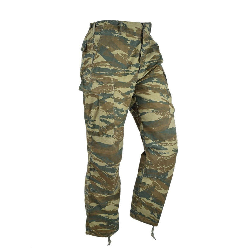 Äkta grekiska armé BDU -byxor Lizard Camo Ripstop Grekland Militäröverskottsbyxor