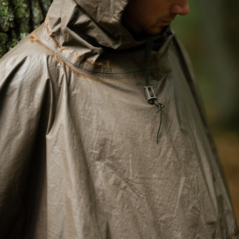 German Army Wet Weather Rain Poncho Waterproof Olive Hooded Shelter Cape