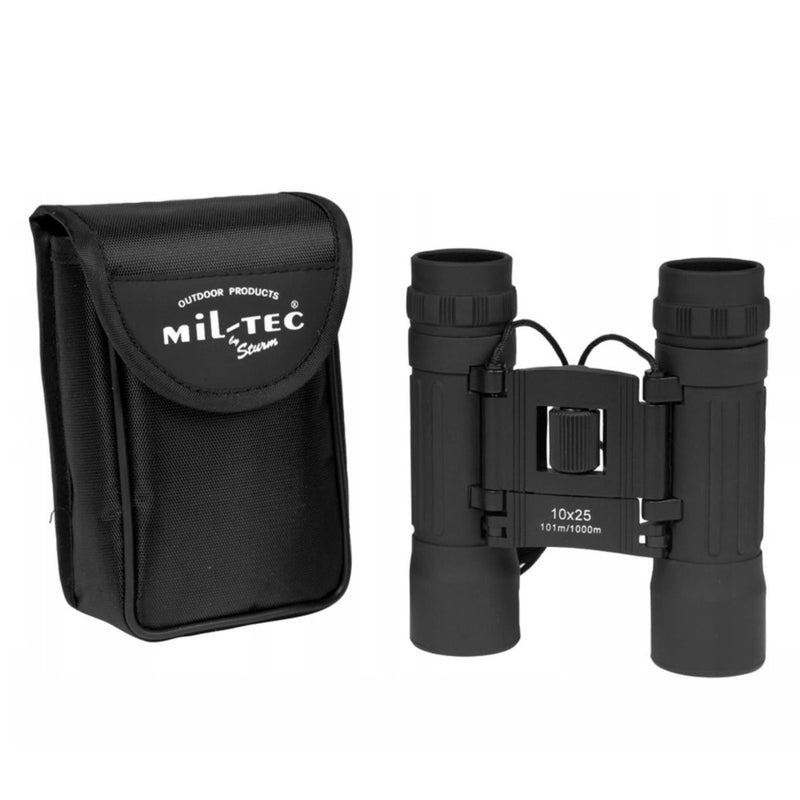 MIL-TEC Collapsible Binocular 10x25 Clear View Protective Nylon Bag Black