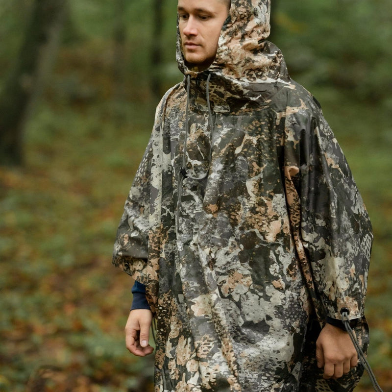 MIL-TEC PONCHO CAMOUFLAGE PVC belagd vattentät huva ripstop Lätt tält