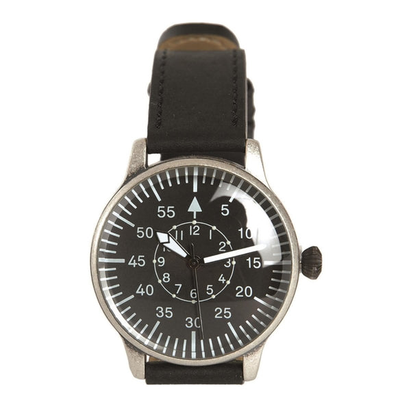 Mil-Tec Retro Pilot Watch Quartz Mekanism Natural Leather Armband Black