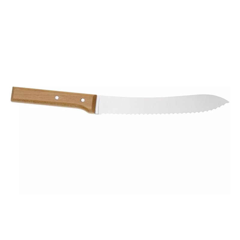 Opinel Parallele Serrated Bread Knife Lackated Beach Wood Handle Fixed Knife