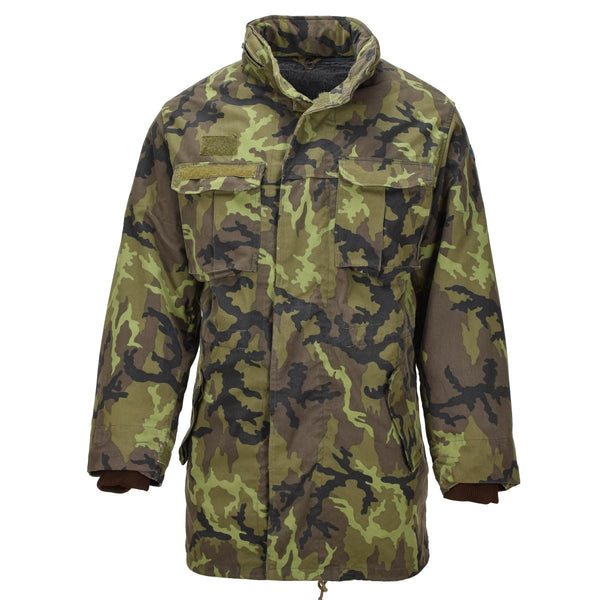 Original tjeckisk militär parka style jacka lining faux päls m95 kamouflage