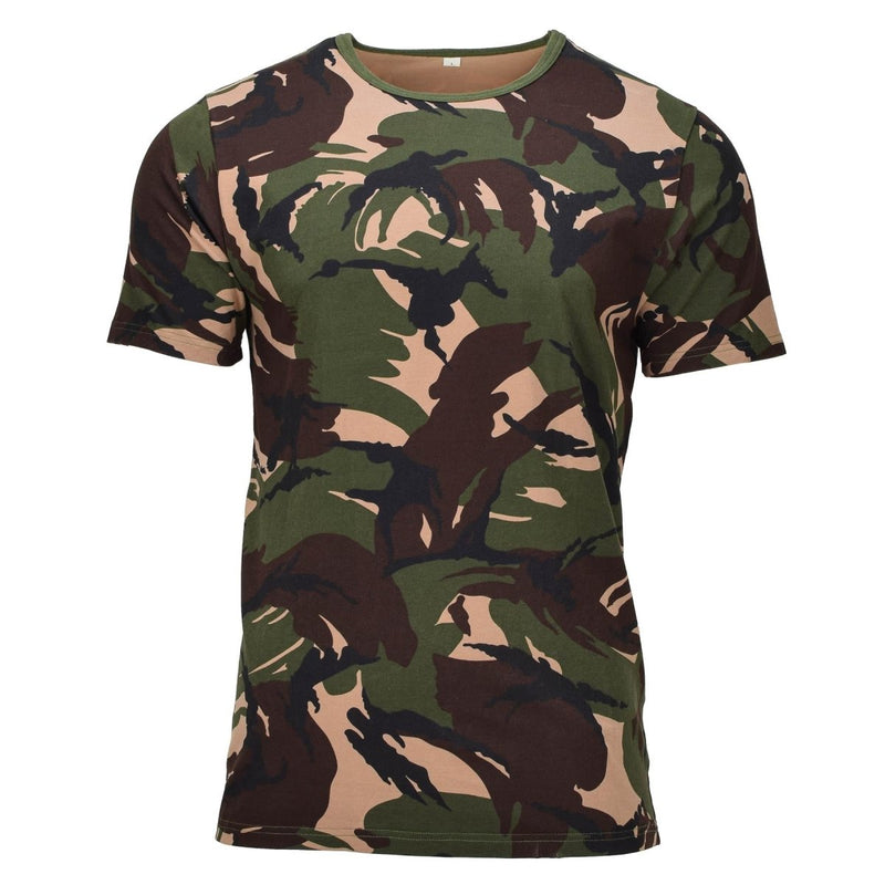 Original Dutch Military T Shirt Lätt korta ärmar Woodland Camouflage