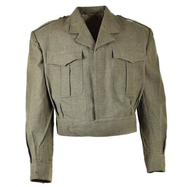 Original äkta belgiska belgiska arméfält Ike Jacket Olive Od Eisenhower Wool