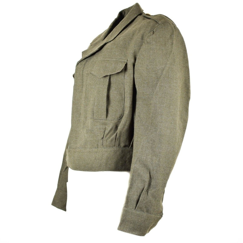 Original äkta belgiska belgiska arméfält Ike Jacket Olive Od Eisenhower Wool