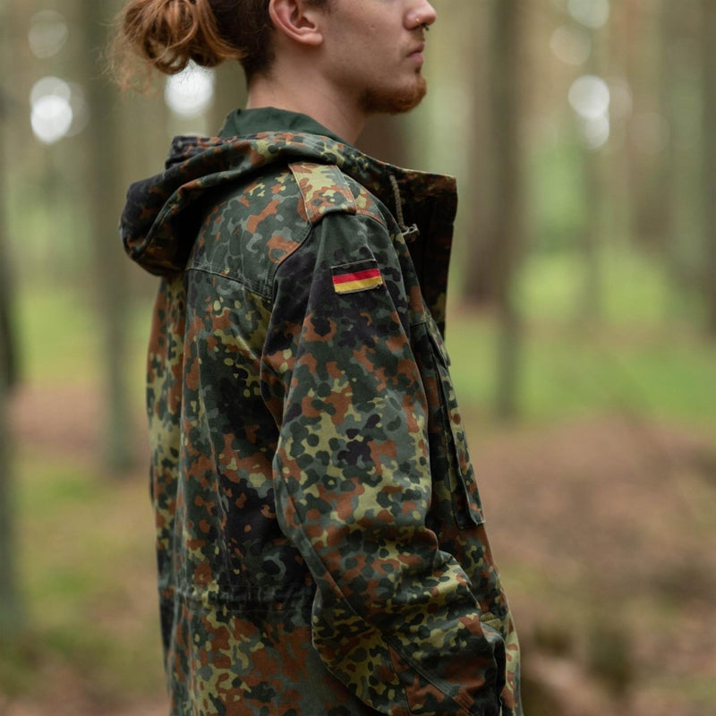 Original German Army Field Jacket Parka Militärutgåva Hooded Flecktarn Combat