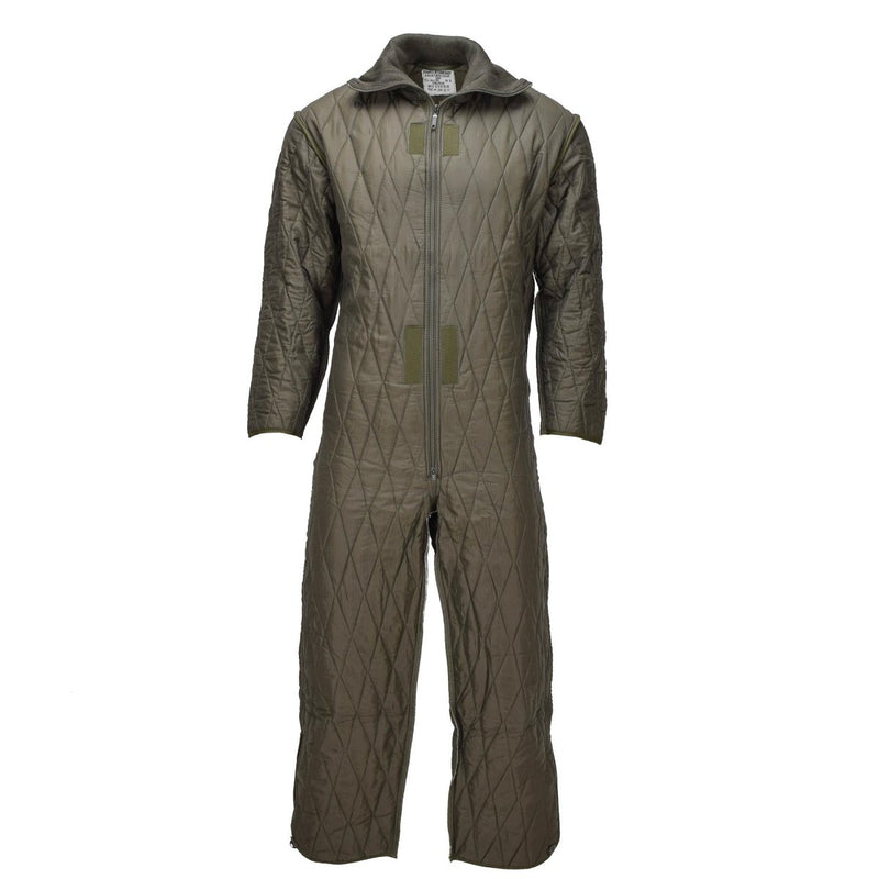 Original tysk militär jumpsuitfoder isolerad kallt väderutrustning oliv