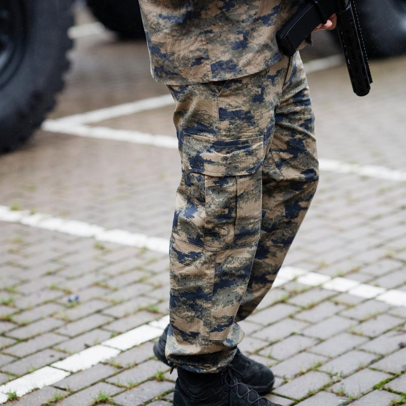 Original Turkish Army Blue Digital Camo Tactical Pants Ripstop Combat Trousers