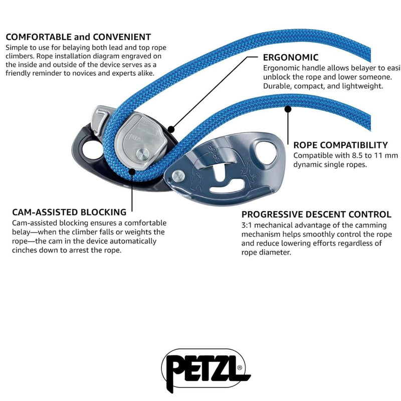 Petzl Grigri Assisted Broming Belay Device Climbing Equipment Aluminium Blue