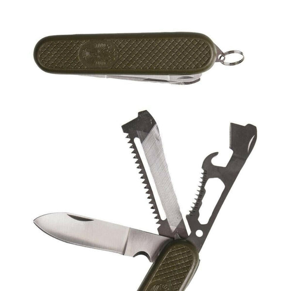 Spansk arméstilkniv. Spanien militär vikbar kniv multitool od oliv