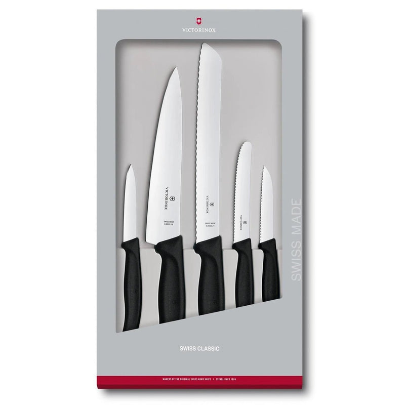 Victorinox Swiss Classic 5 Piece Kitchen Knife Set rostfritt stål TPE -handtag