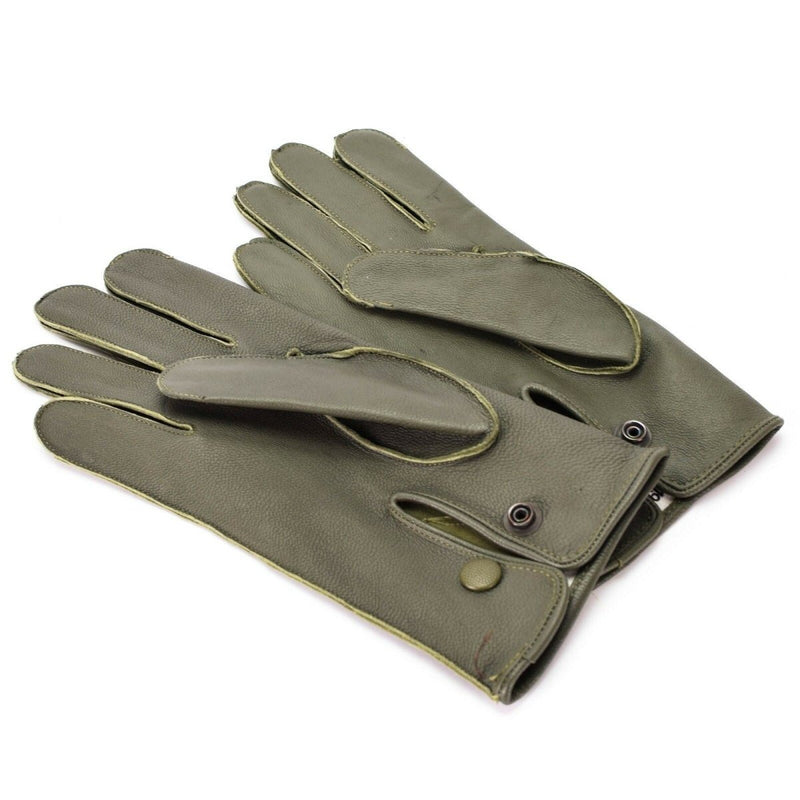 Police original German army issue real genuine leather olive military men business travel formal gloves