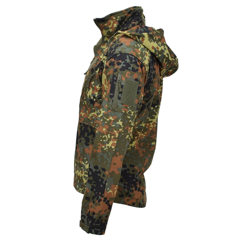 MIL-TEC Softshell jacket SCU 14 German flecktran camo outdoor hiking outerwear hook and loop patch plate on each arm