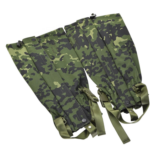 TACGEAR brand leg gaiters Danish M84 camo pattern waterproof metal hooks drawstring and cord stopper